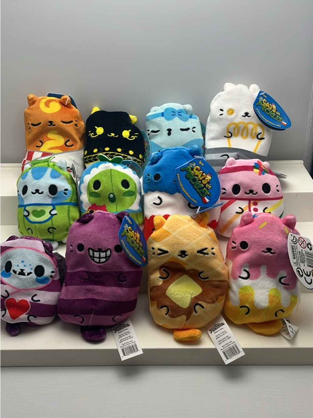 Set of 12 Colorful Plush Squishies - Cats vs Pickles Assorted tags attached